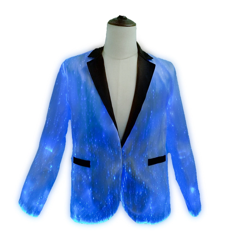 LED Rainbow Dazzling Burning Man Luxury Fiber Optic Suit Jacket for Men