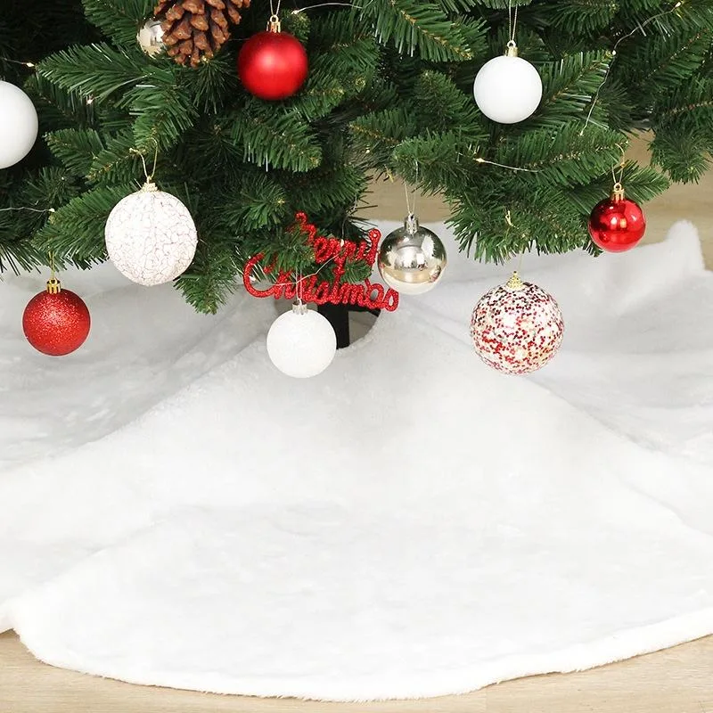 Artificial Fur Christmas Tree Skirt Classic White Fluffy Artificial Christmas Tree Skirt