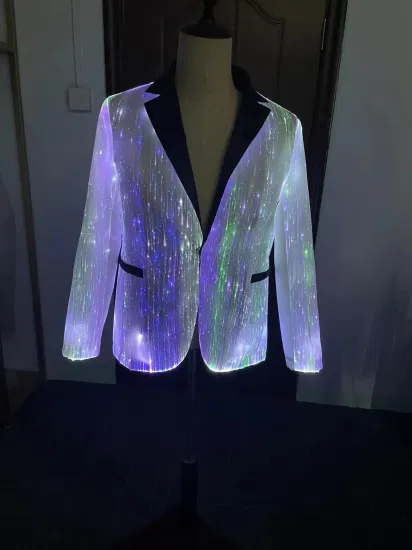 LED arc-en-ciel éblouissant Burning Man veste de costume de fibre optique de luxe pour hommes